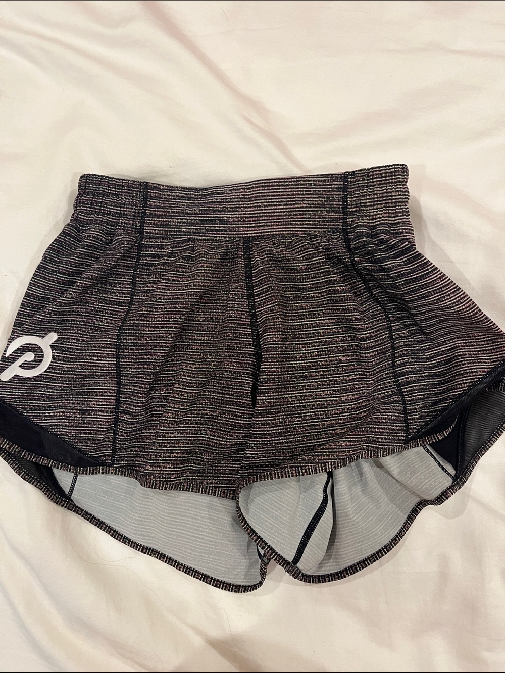 lululemon athletica Black Heather Striped Performance Shorts